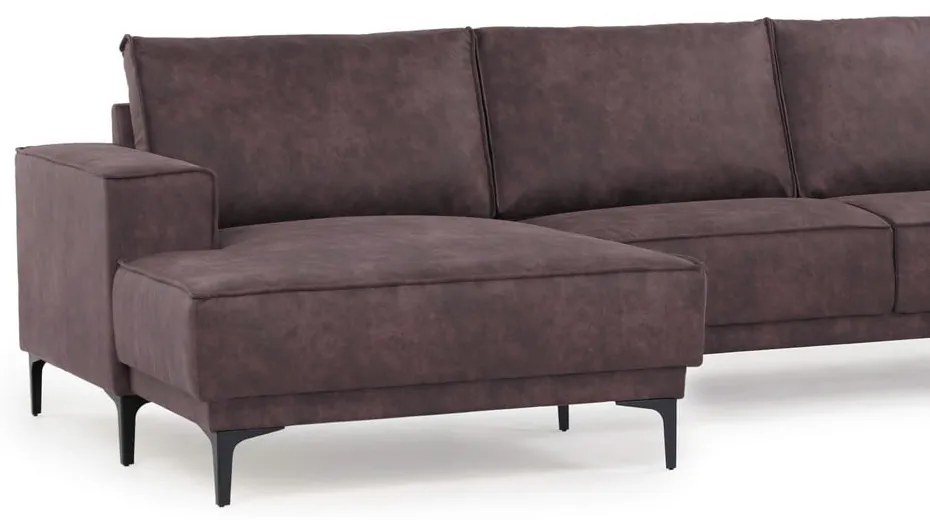 Tmavohnedá rohová pohovka z imitácie kože (ľavý roh) Copenhagen – Scandic