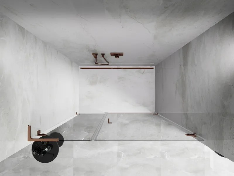 Mexen Lunar-B, L Otočné pravé sprchové dvere 130 cm, 8mm číre sklo, medený matný profil, 832SL-130-050-65-00-P