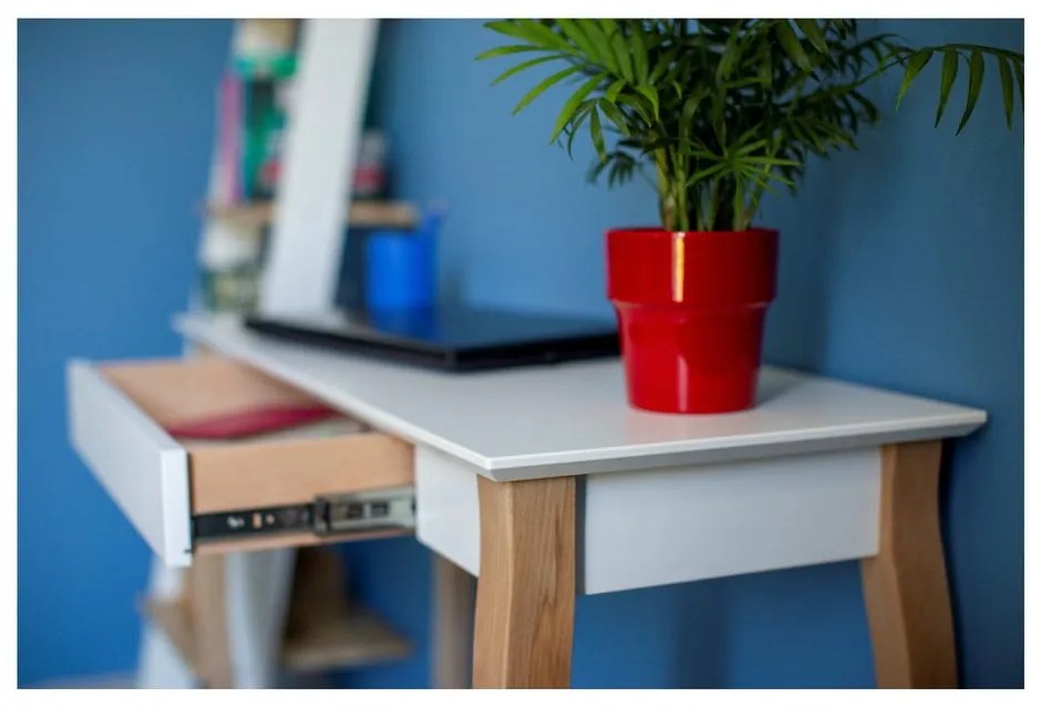 Biely písací stôl Ragaba Lillo, dĺžka 65 cm