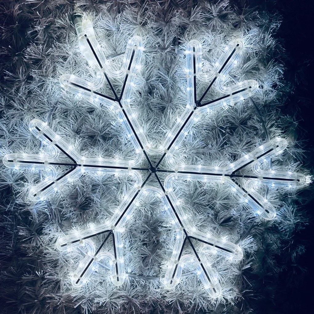 DECOLED LED světelná vločka III, závěsná, pr. 83 cm, ledově bílá