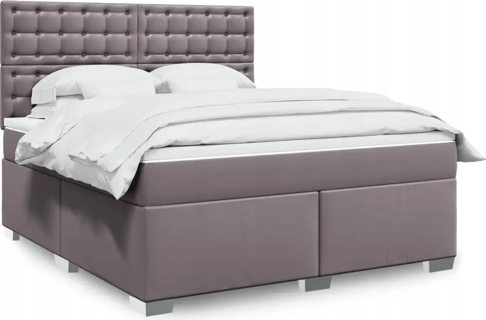 vidaXL Boxspring posteľ s matracom sivá 180x200 cm umelá koža