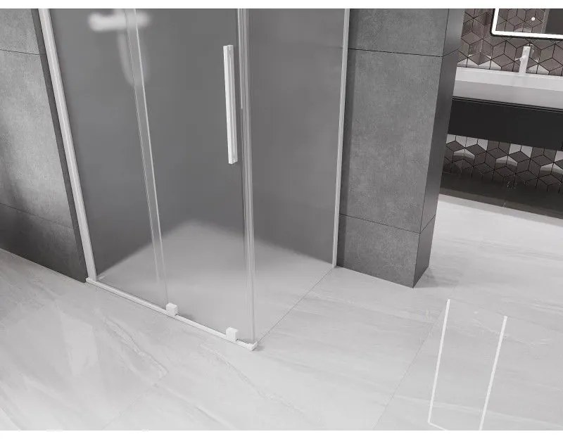 Mexen Velar, sprchový kút s posuvnými dverami 130 x 80 cm, 8mm sklo námraza, biela matná, 871-130-080-31-20