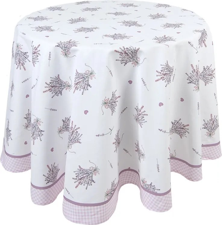 Bavlnený gulatý obrus s levanduľami Lavander Garden Lavander Garden - Ø 170 cm