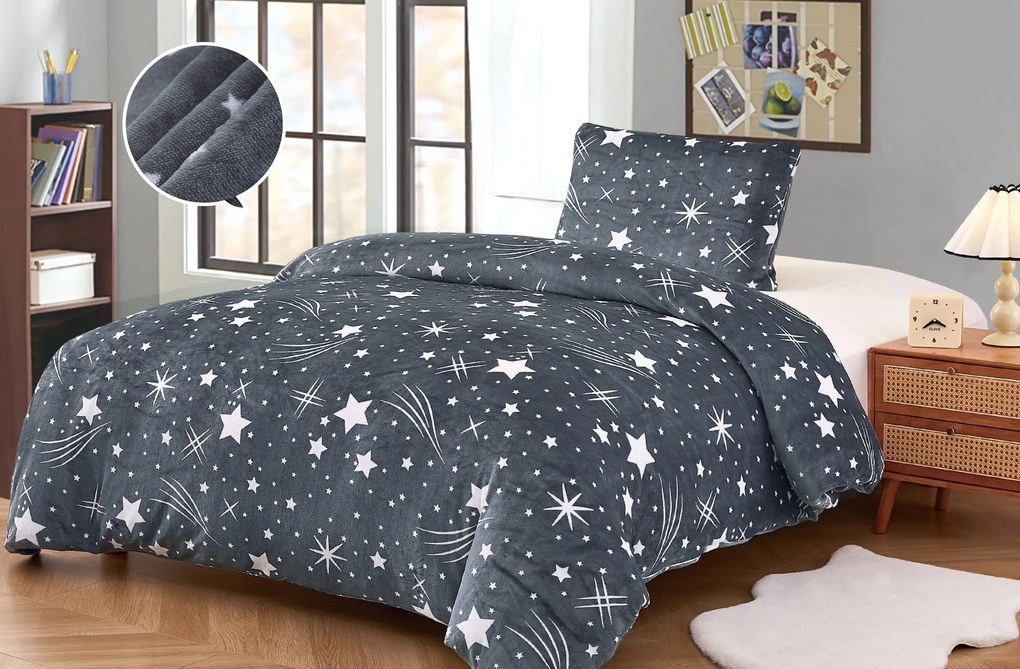 Mikroplyšové obliečky NIGHT SKY sivá Rozmer obliečky: 70 x 90 cm | 140 x 200 cm