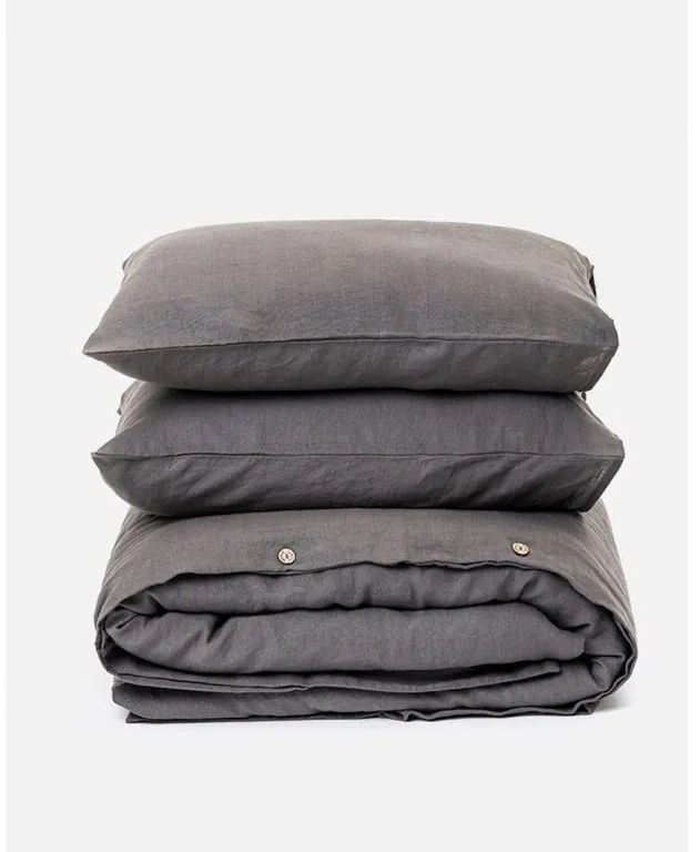 Magic Linen Ľanové obliečky sada (3ks) Charcoal gray Veľkosť: 200x200,50x70cm