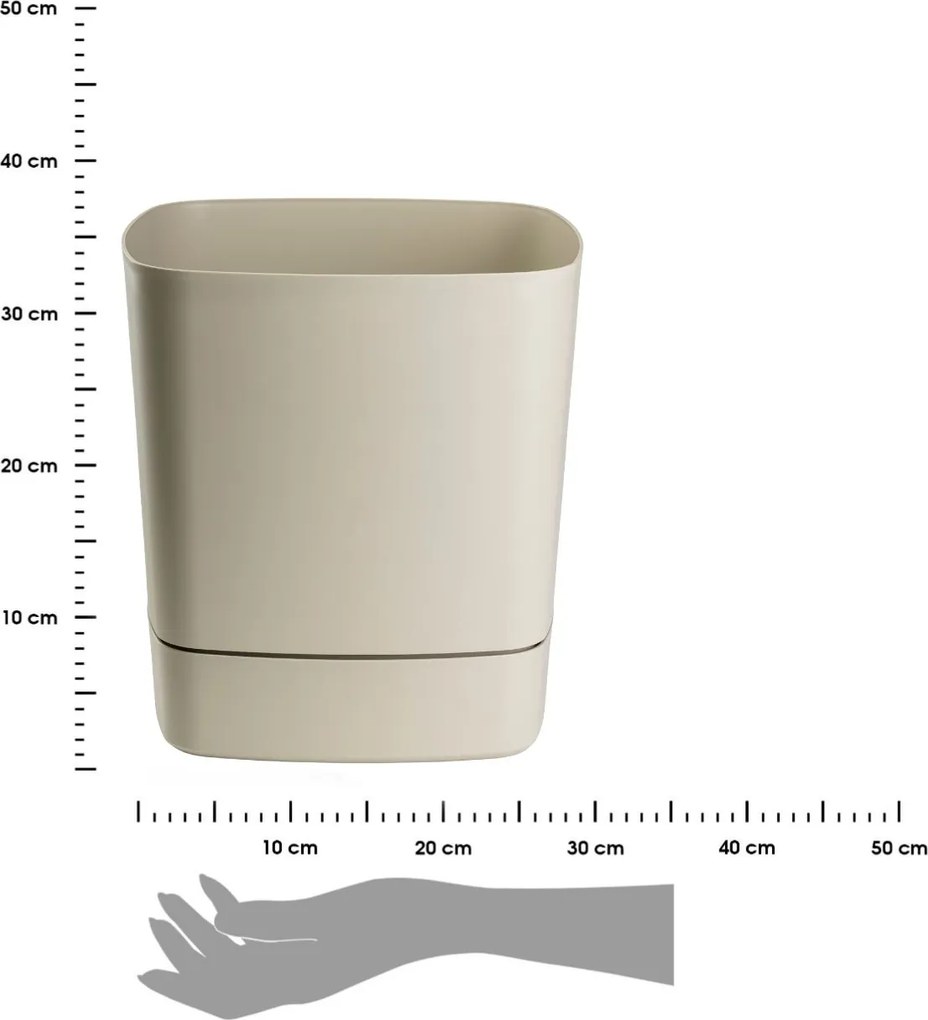 PLASTOVÝ KVETINÁČ CUBI 34X36,5 CM BÉŽOVÁ