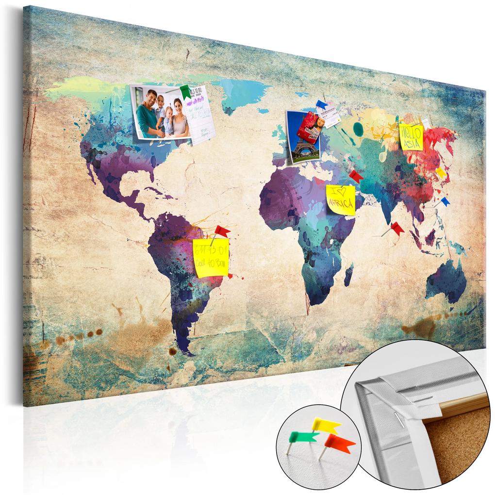Artgeist Obraz na korku - Colorful World Map [Cork Map] Veľkosť: 90x60