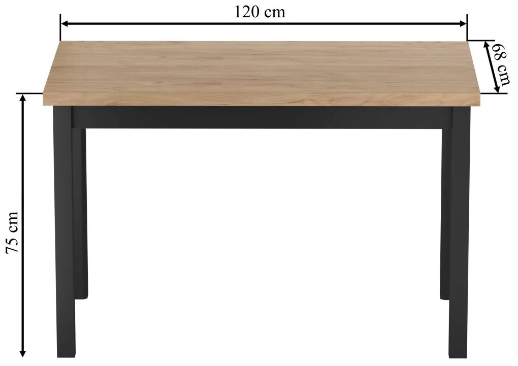 Dekorstudio Obdĺžnikový jedálenský stôl 120 × 68 cm – Dub zlatý Craft / Čierne nohy