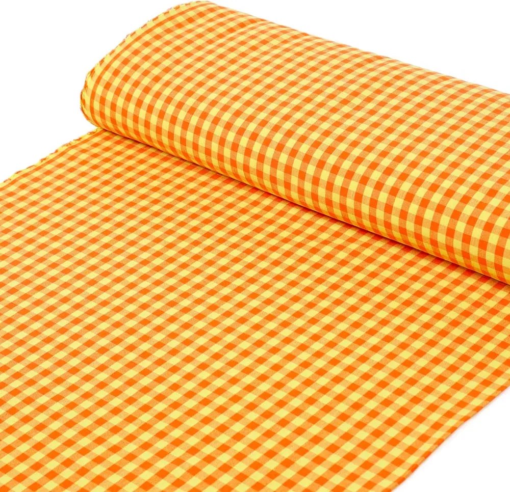 Biante Bavlnený obdĺžnikový obrus Olivia OL-006 Oranžovo-žltá kocka malá 120x200 cm