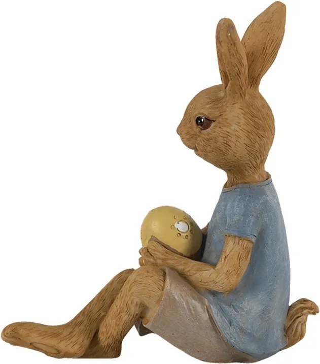 Dekorácia sediaci králik s maľovaným vajíčkom - 10*6*12 cm