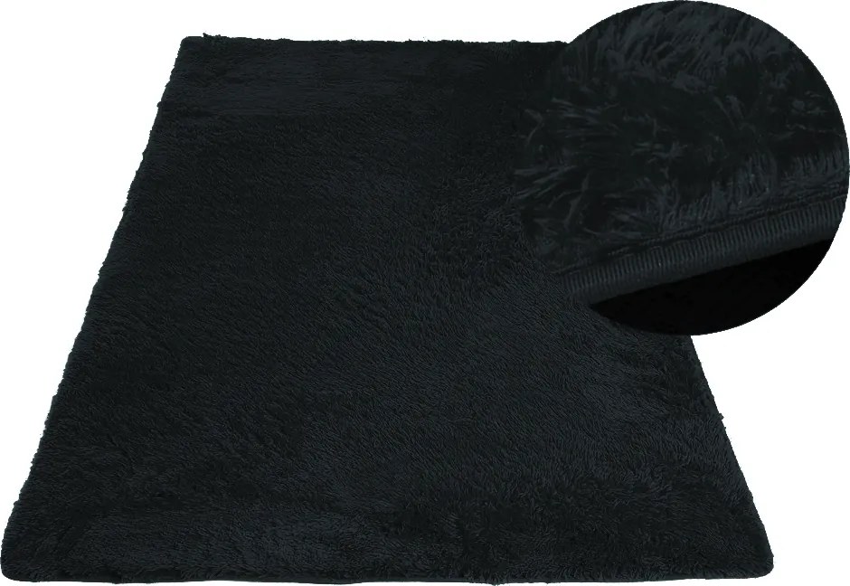 MAXMAX Plyšový koberec TOP - ČIERNY obdĺžnikový Dlhý vlas (SHAGGY) čierna