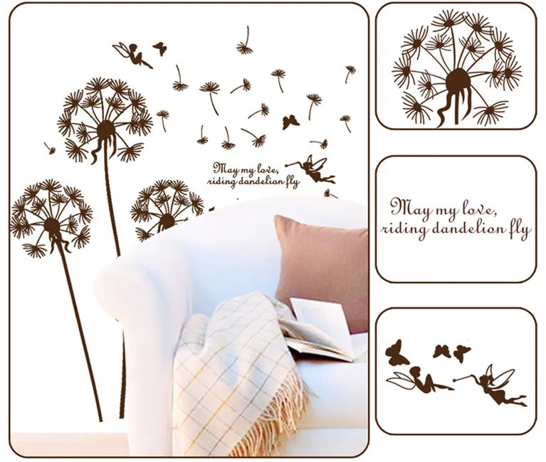 Veselá Stena Samolepka Odkvitnutej púpavy hnedé