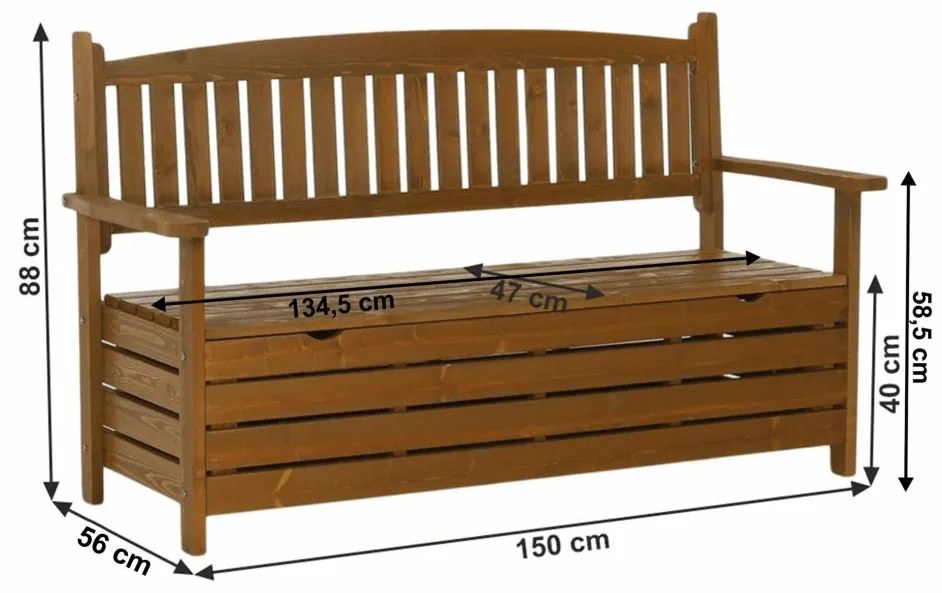 Tempo Kondela Záhradná lavička, hnedá, 150cm, AMULA