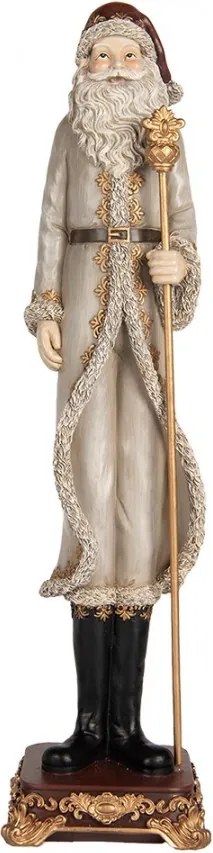Šedá antik dekorácia Santa Claus s palicou - 10*10*42 cm