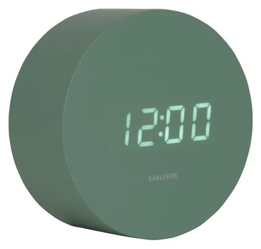 Karlsson 5981GR dizajnové LED hodiny s budíkomzelené, priemer 9 cm