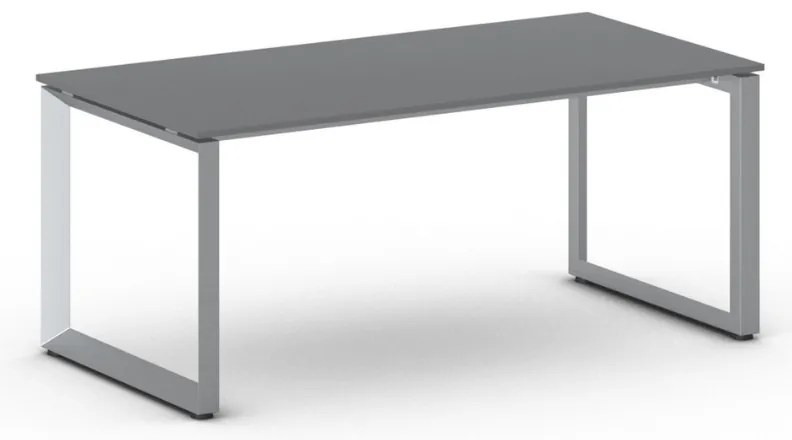 Kancelársky stôl PRIMO INSPIRE, 180x90 cm, sivostrieborná podnož, grafit
