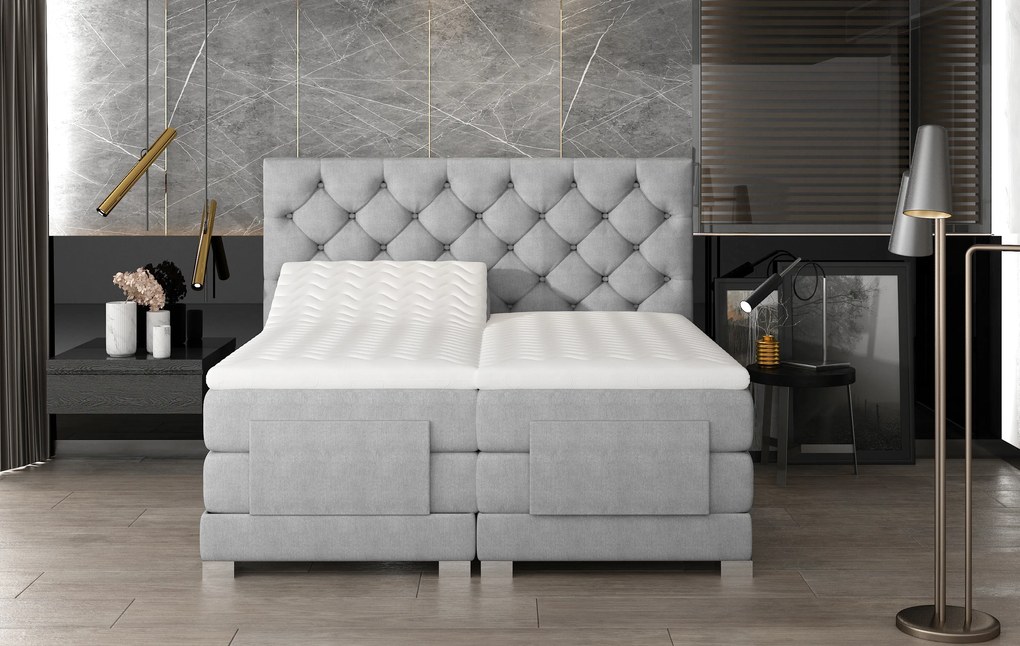 Box spring posteľ Clif 180x200, hnedá, elektrické polohovanie
