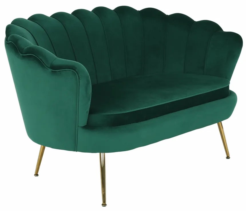 Lavica v štýle Art-deco, smaragdová Velvet látka/gold chróm-zlatý, NOBLIN