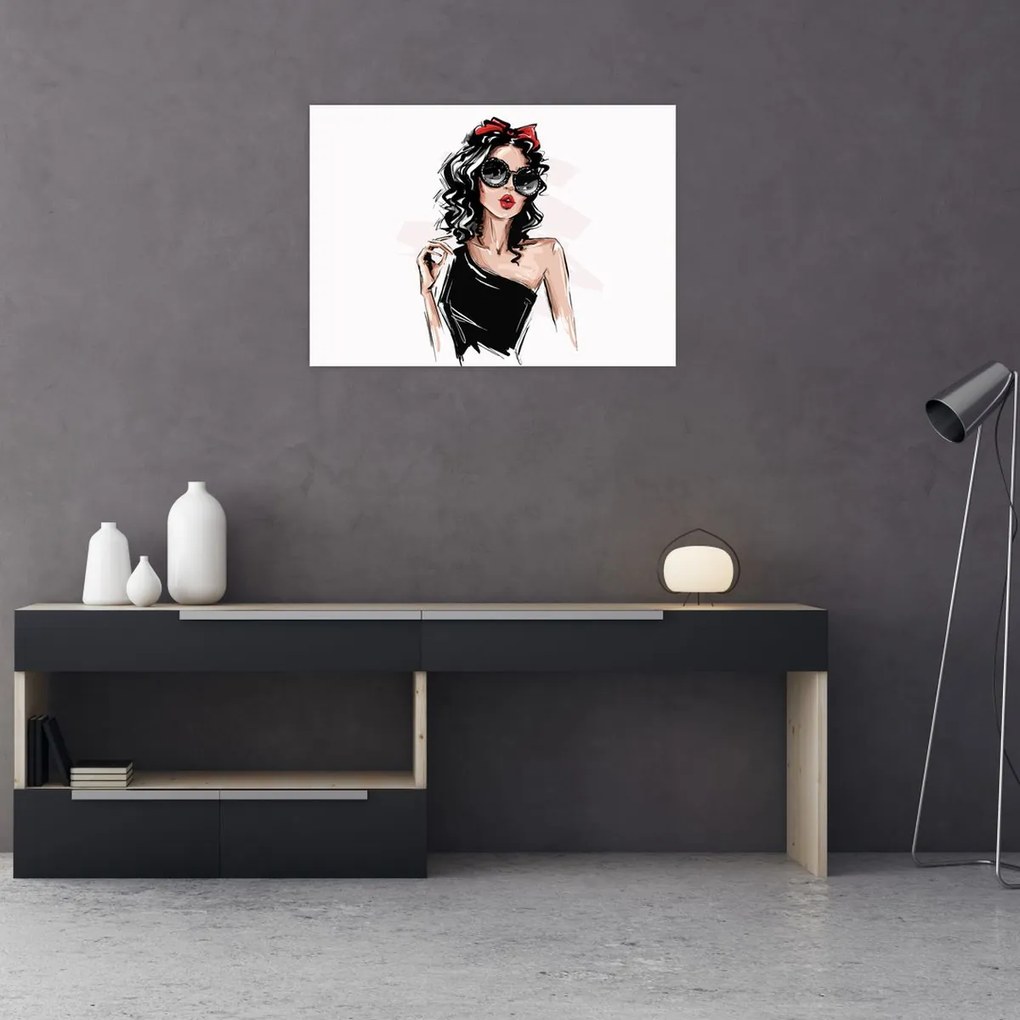 Sklenený obraz - Fashion woman (70x50 cm)