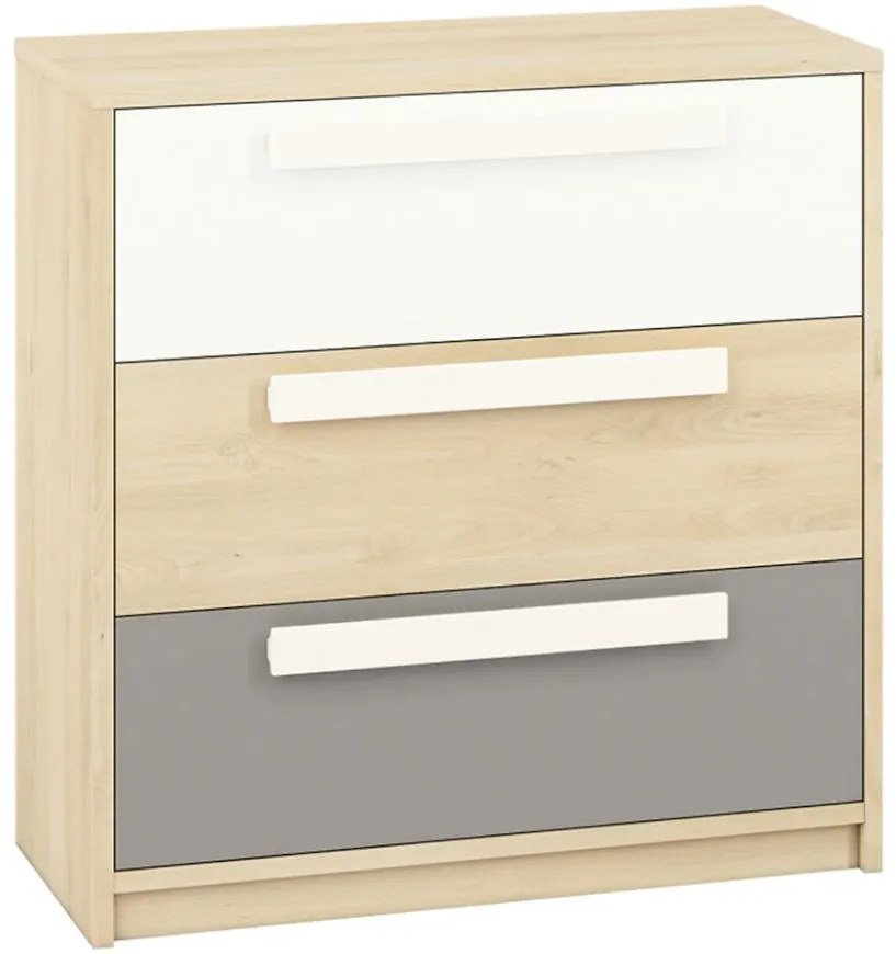 Komoda 10 Drop Buk Fjord/Biely/Šedá Platina