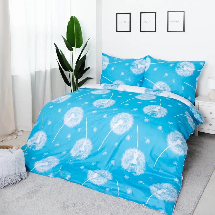 XPOSE® Bavlnené obliečky na dve postele PÚPAVY DUO - modré/biele