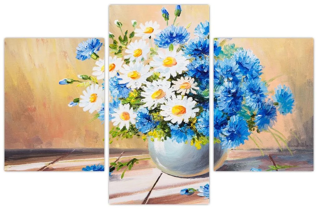 Maľovaný obraz vázy kvetín (90x60 cm)