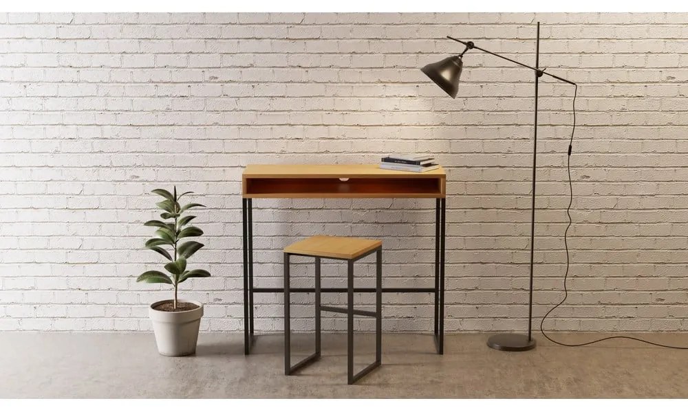 Pracovný stôl s doskou v dubovom dekore 35x100 cm Frame – Woodman