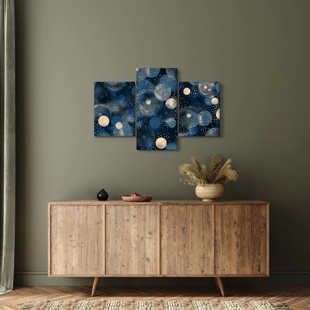Obraz - Modro-zlaté krúžky (90x60 cm)