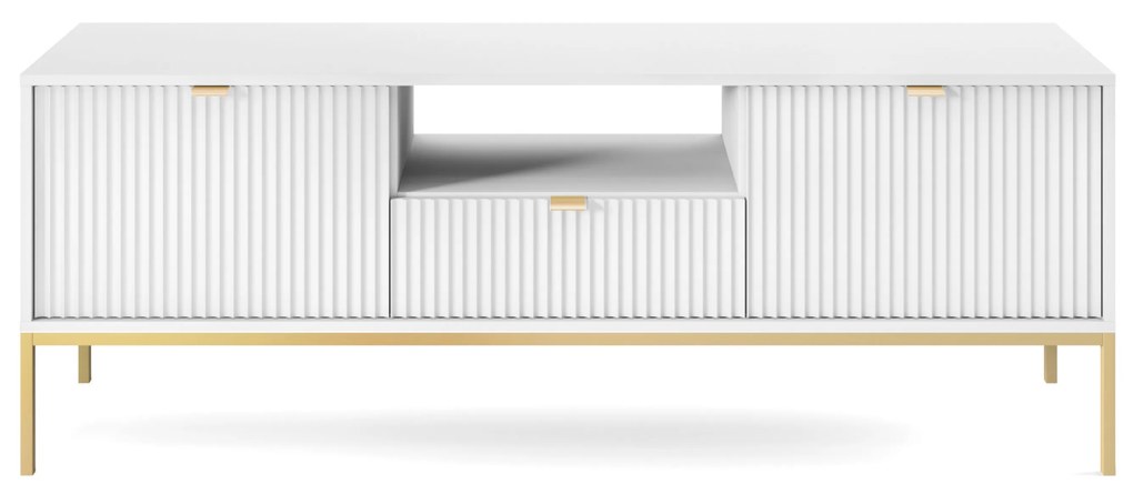 PROXIMA.store - Dizajnový televízny stolík - NOVA FARBA: biela, FARBA NÔH: zlatá