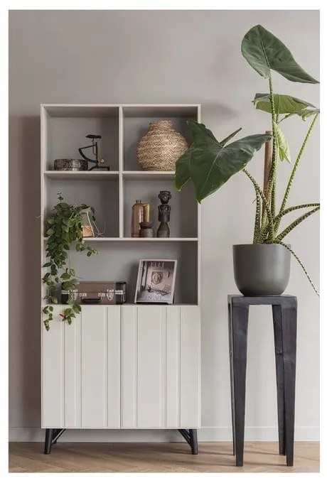 Krémová knižnica z borovicového dreva 90x200 cm Miller - WOOOD