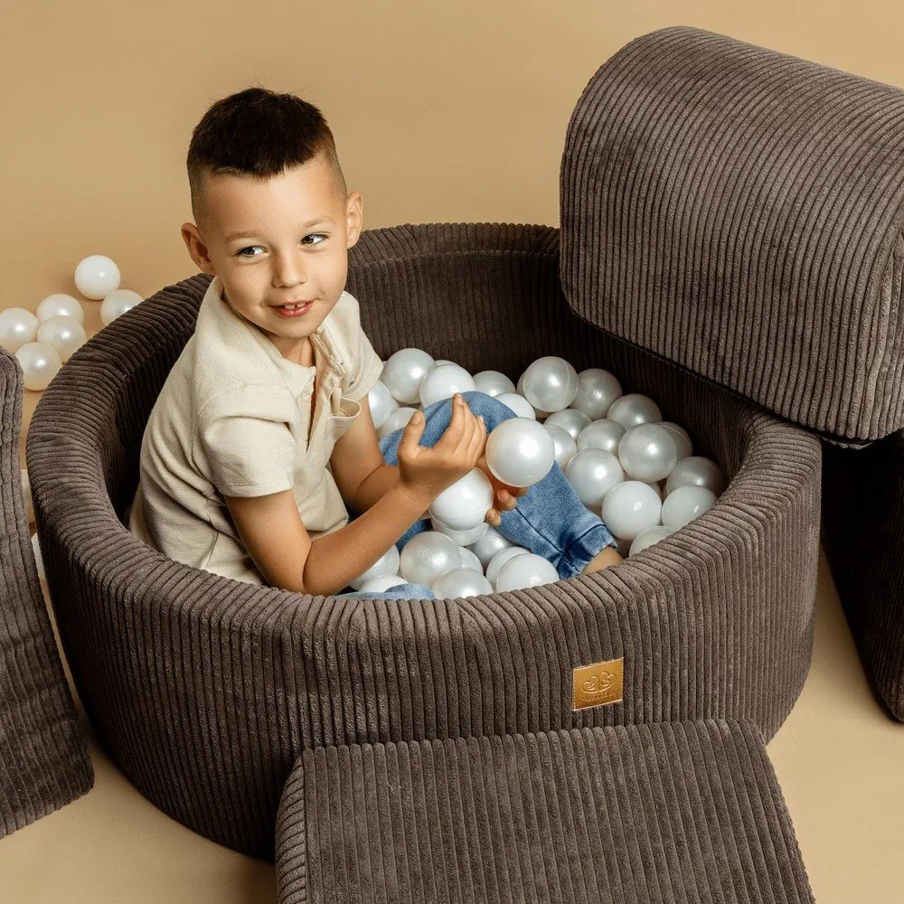 Kaki menčestrový bazénik s loptičkami 90x90x30 cm Montessori – Meowbaby