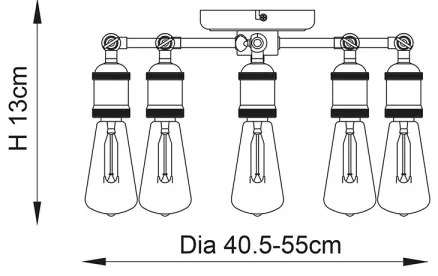 Endon 76336 - Bodové svietidlo HAL 5xE27/40W/230V matný chróm/medená