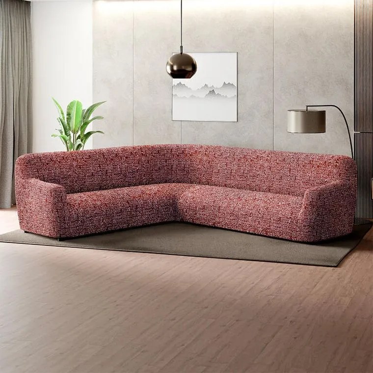 Bielastické poťahy GLORIA vínová rohová sedačka (š. 350 - 530 cm)
