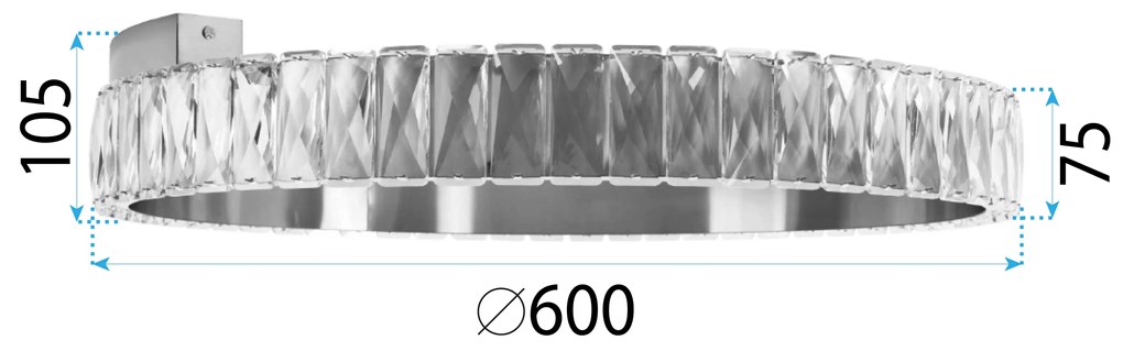 Toolight Toolight, LED krištáľové závesne svietidlo 60cm, APP1506-C, zlatá matná, OSW-06790