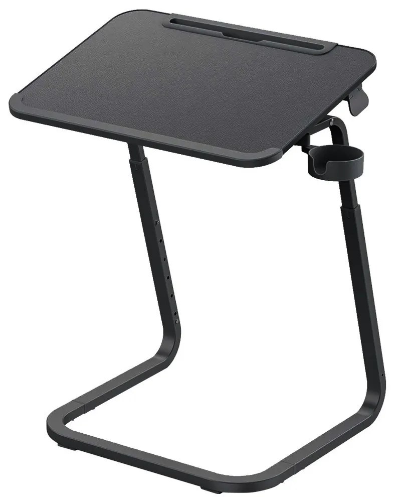 Stolík na raňajky s nastaviteľnou výškou a stojanom na tablety, čierny