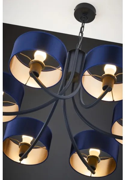 Jupiter 2102 - Luster na reťazi ARTHUR 6xE27/15W/230V modrá/čierna