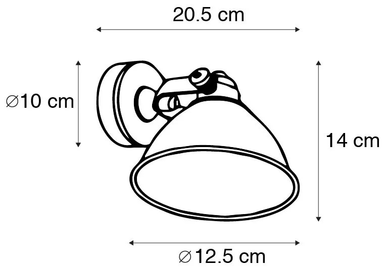 Priemyselná nástenná lampa čierna so zlatom nastaviteľná - Liko