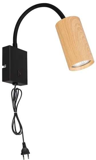 Brilagi - Flexibilná nástenná lampa SELE 1xGU10/30W/230V čierna/dubový dekor