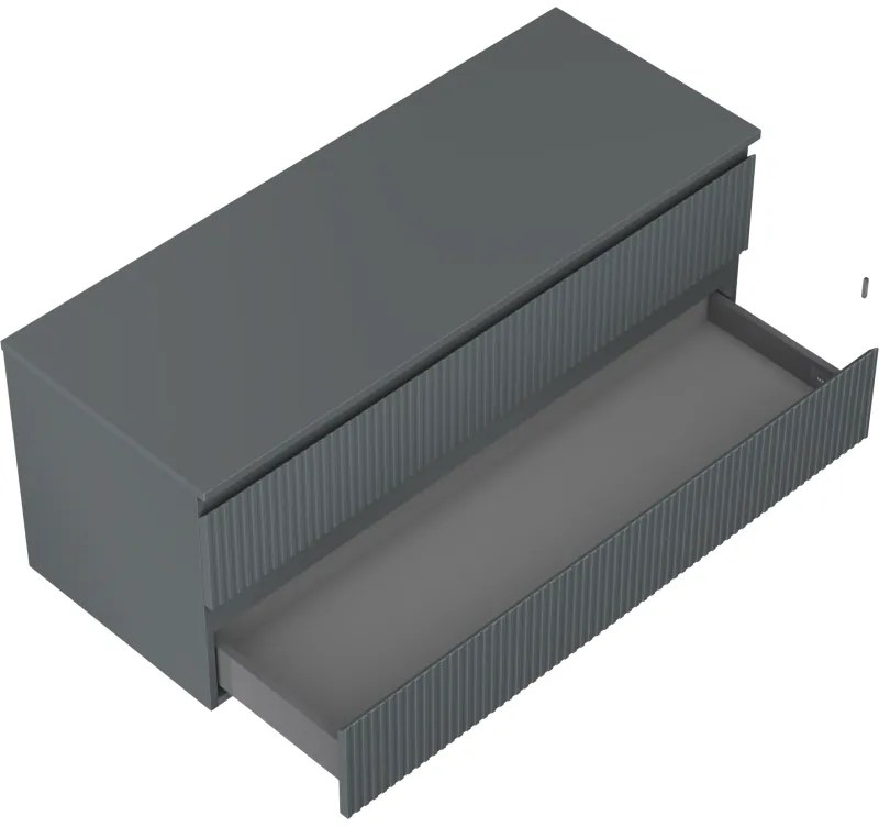 Mexen Rivel, kúpeľňová skrinka 120 cm s hornou časťou, 2 zásuvky, drážkovaná, grafit matná - 91A20-12047-2-BFFC66