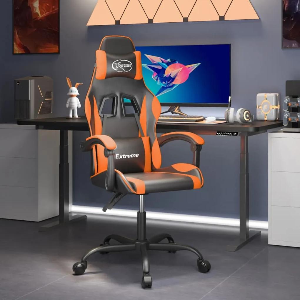Herná stolička čierna a oranžová umelá koža 3143872