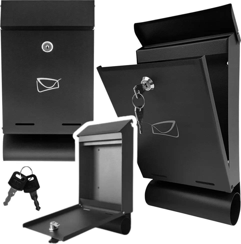 LEAN Poštová schránka, pozinkovaná oceľ 32,5x22,5x9,5cm - čierna