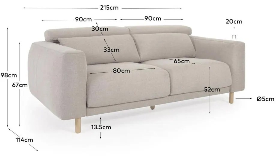 Béžová pohovka 215 cm Singa - Kave Home