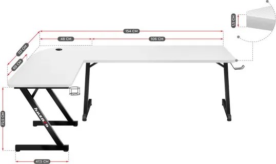 Herný stôl Hero - 7.0 biely