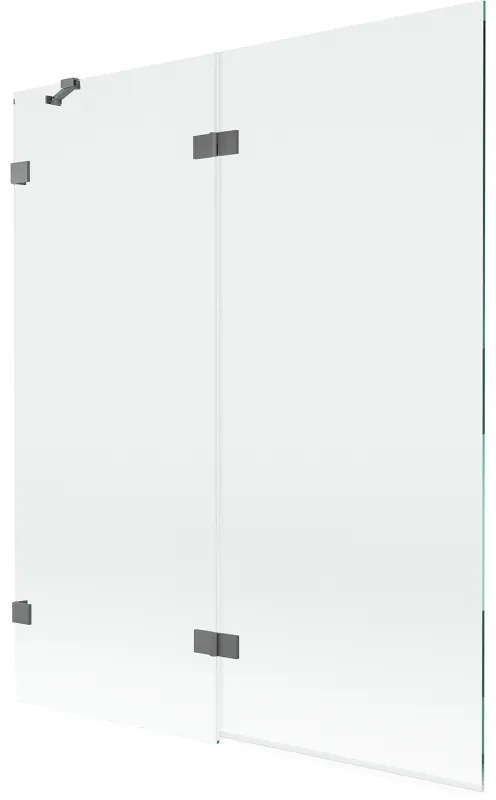 Mexen Lunar, 2-krídlová vaňová zástena ľavá 140 x 150 cm, číre sklo, grafitová, 897-140-100-95-00-L