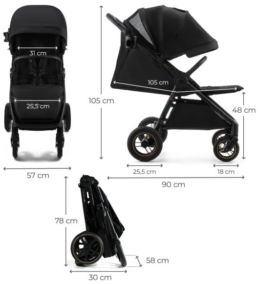 KINDERKRAFT - Športový kočík MITZY Air Black
