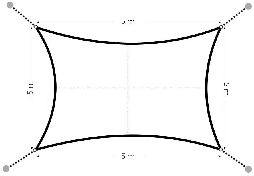 Tieniaca plachta na terasu - štvorec - 5x5m - sivá (180g/m2)
