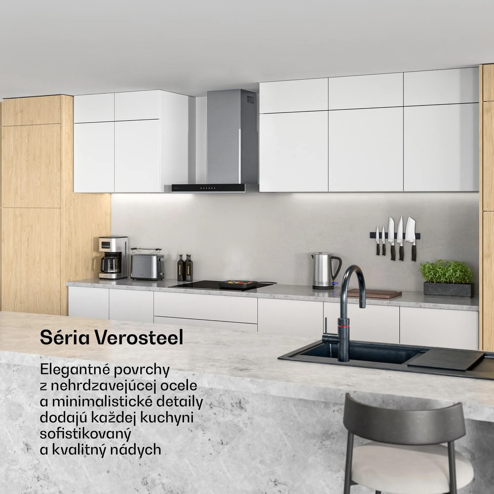Klarstein Verosteel digestor 60 cm, Elegantný, minimalistický, výkonný, Energetická trieda A++, 881,6 m³/h