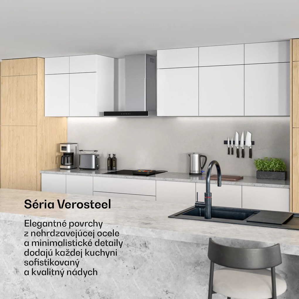 Klarstein Verosteel digestor 60 cm | Elegantný, minimalistický, výkonný | Trieda energetickej účinnosti A++ | 881,6 m³/h