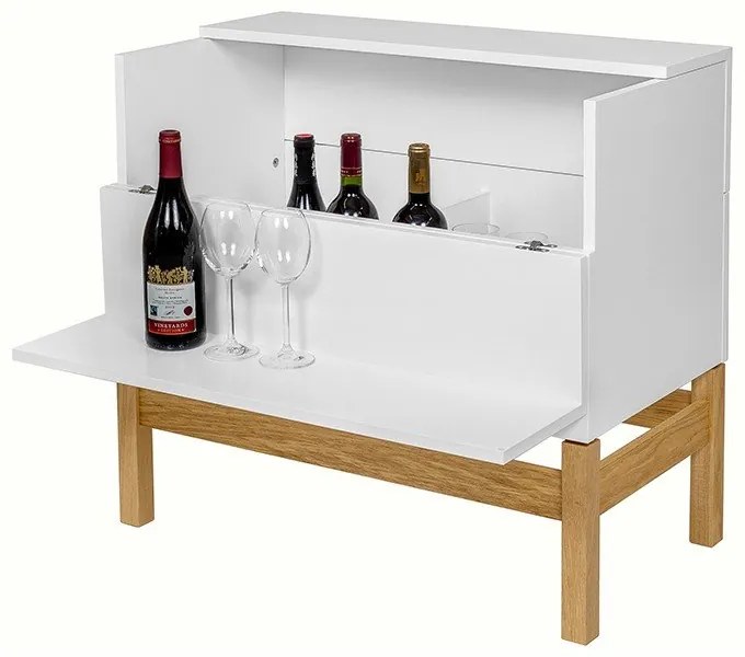 Biela/v prírodnej farbe vinotéka 75x70 cm Grande - Woodman