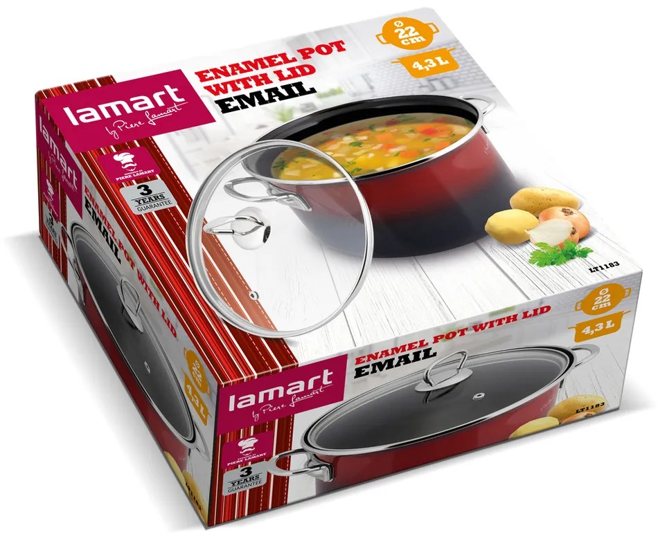 LAMART LT1183 Kastról 22 cm SMALT EMAIL 42003343, pr. 22 cm